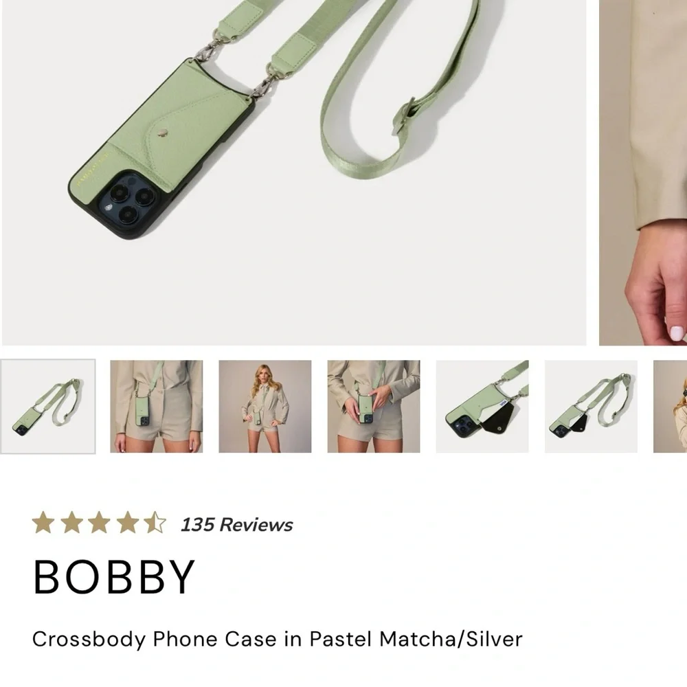 15 ProMax iPhone Bandolier Bobby Crossbody Phone Case in Pastel Green and Silver